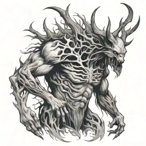 Wendigo half sleeve tattoo design idea