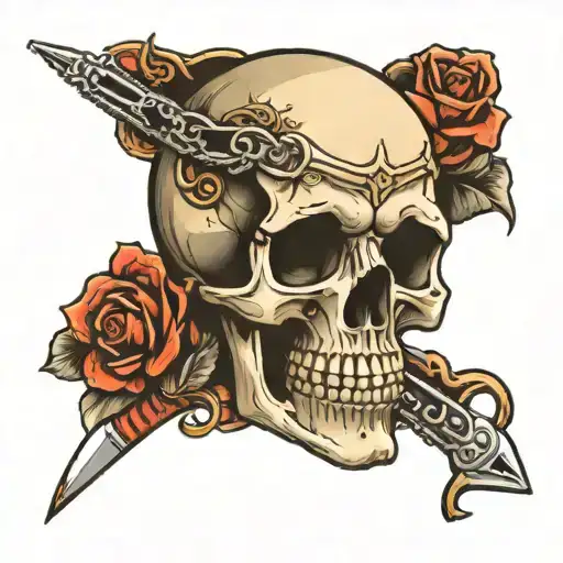 skull with zipper tattoo design idea