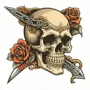 skull with zipper tattoo design idea