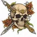 skull with zipper tattoo design idea