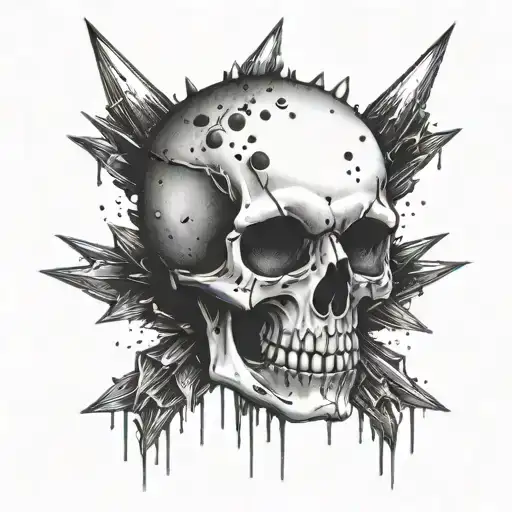 A punk-inspired tattoo of a skull with emo tears and spikes tattoo design idea