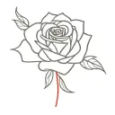 Rose with Red string theory interwoven tattoo design idea