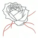 Rose with Red string theory interwoven tattoo design idea