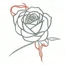 Rose with Red string theory interwoven tattoo design idea