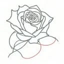 Rose with Red string theory interwoven tattoo design idea