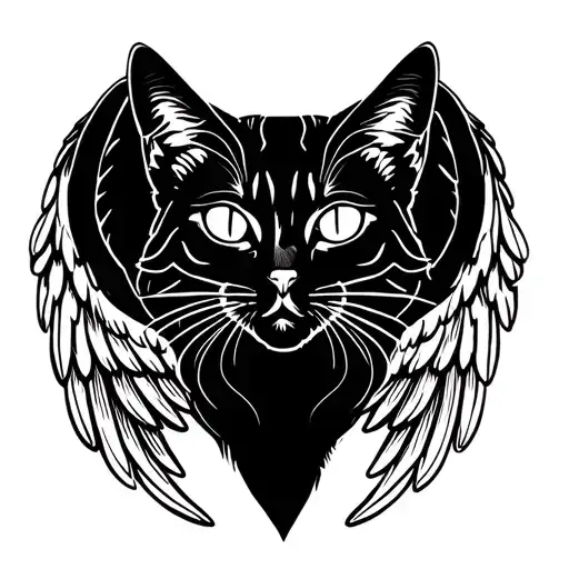cat with angel wings  tattoo design idea
