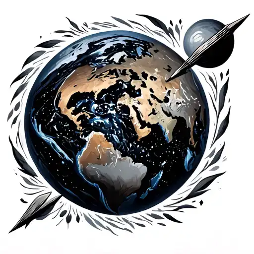 earth and Per Ardua Ad Astra tattoo design idea