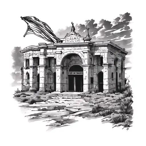 The Alamo imagery tattoo design idea