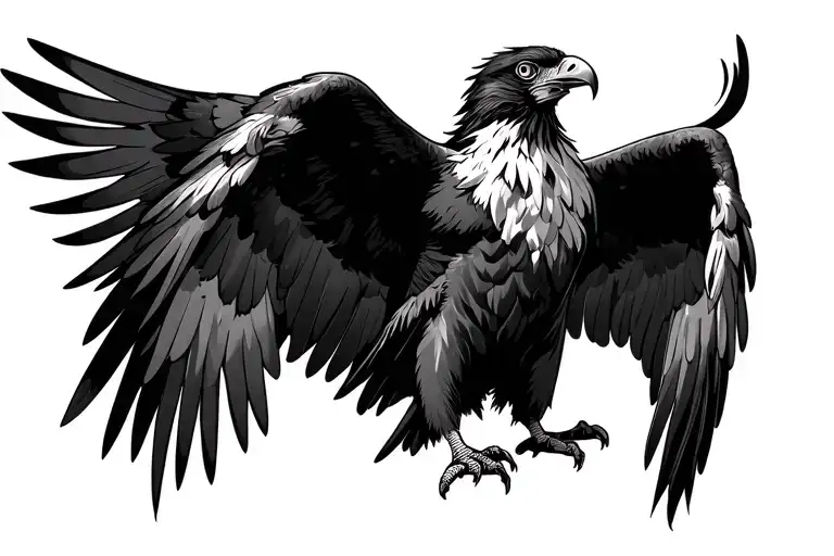 bearded Vulture with open wings tattoo design idea