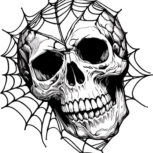 skull spider web tattoo design idea