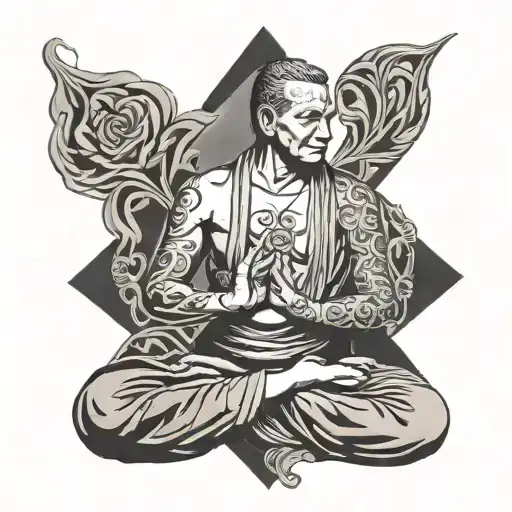 coach meditating tattoo design idea