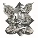 coach meditating tattoo design idea