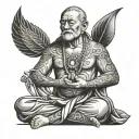 coach meditating tattoo design idea