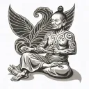 coach meditating tattoo design idea