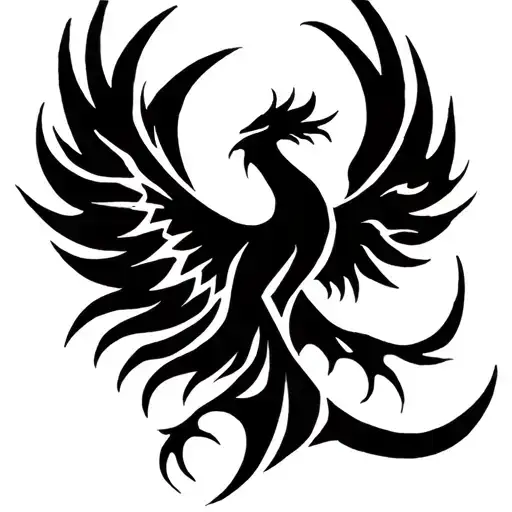 a tribal symbiote phoenix tattoo design idea