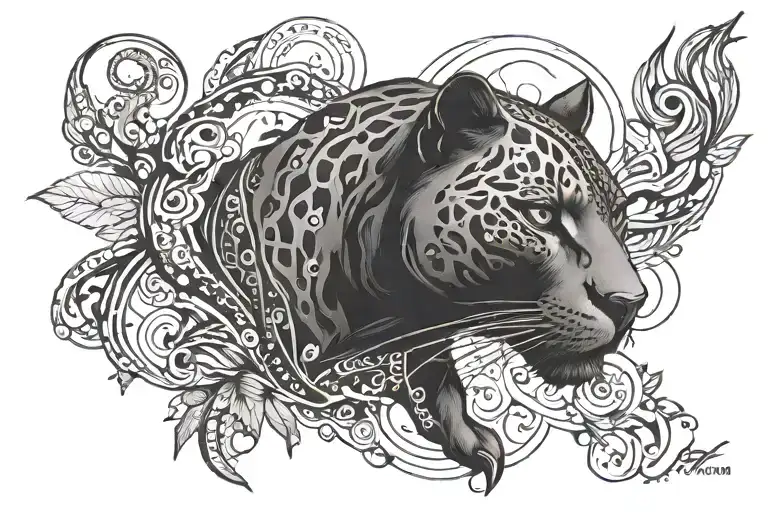 black panther chest tattoo with 10.5 and h a m d written around it tattoo design idea