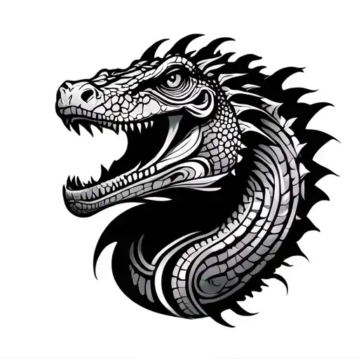 tribal design Komodo dragon tattoo design idea