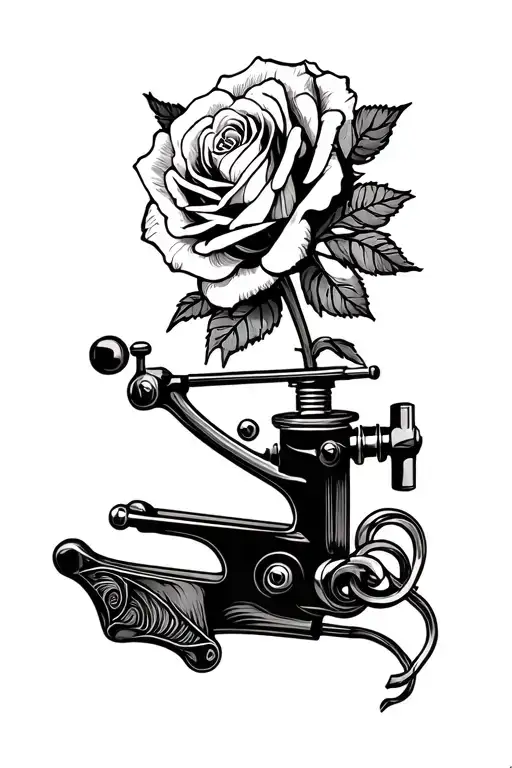 Tattoo Machine roses intertwined tattoo design idea