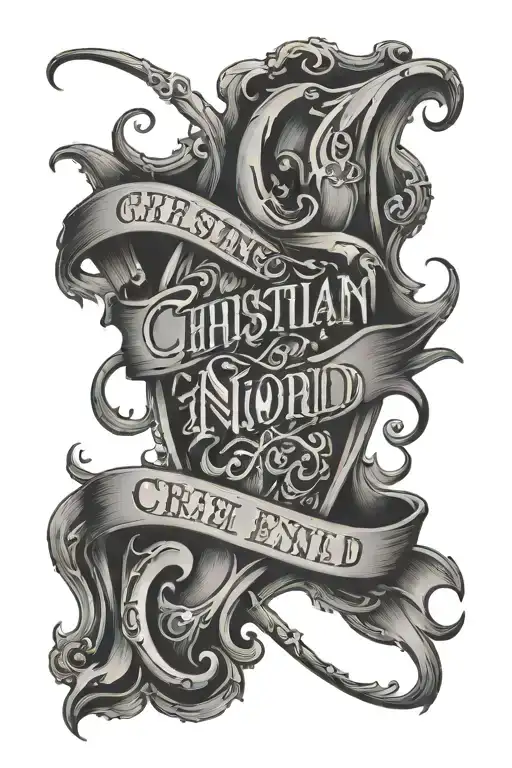 Old English lettering that says Christian and Crystal till the end of the world tattoo design idea