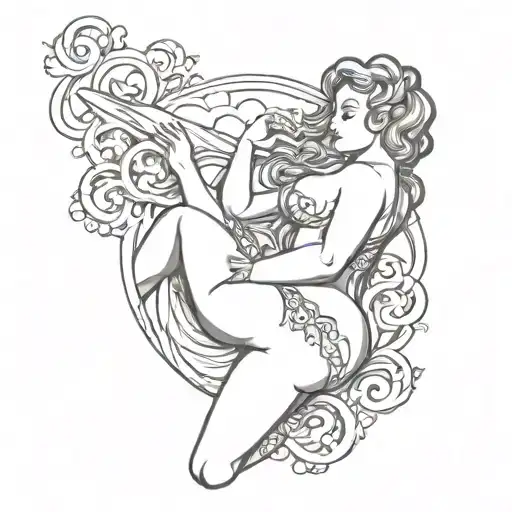 nsfw curvy pinup tattoo design idea
