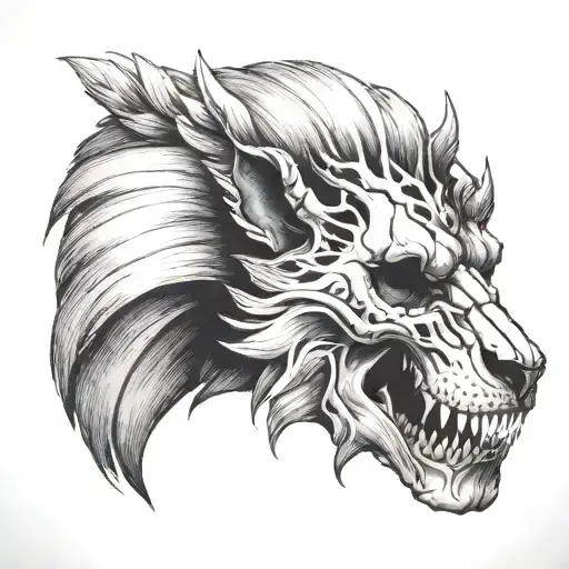 lion skull tattoo design idea