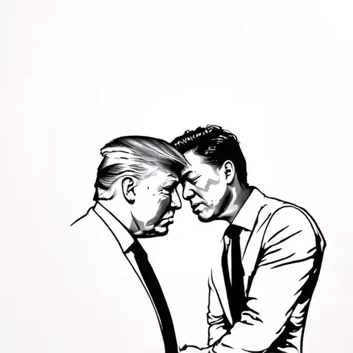 Trump kissing Elon musk tattoo design idea