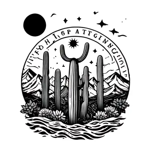 family faith integrity strength honor Taurus Sagittarius Aquarius zodiacs cactus Rocky Mountains ocean tattoo design idea