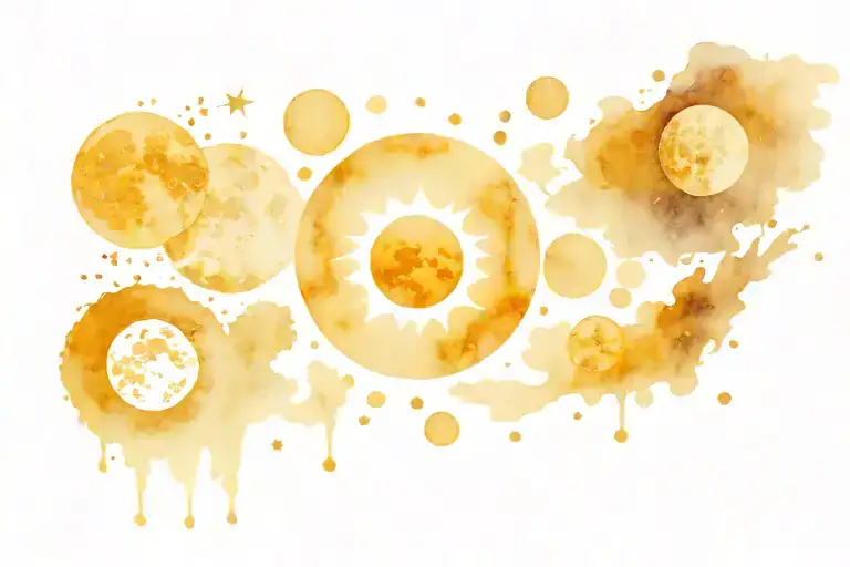 cosmic lunar phases tattoo design idea