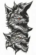 Evil wolf head tattoo design idea