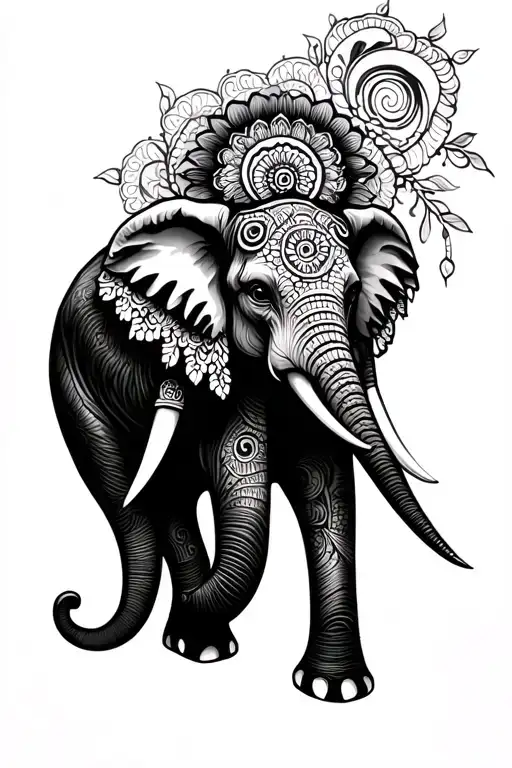 elephant adorned tattoo design idea