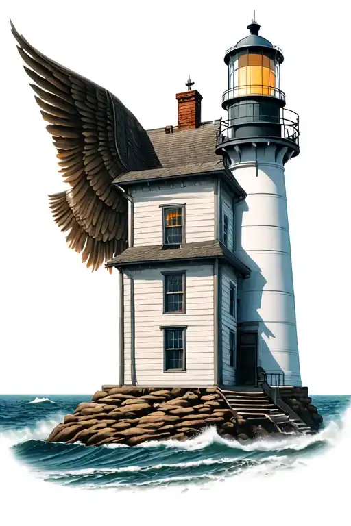 lighthouse memorial for dad tattoo design idea