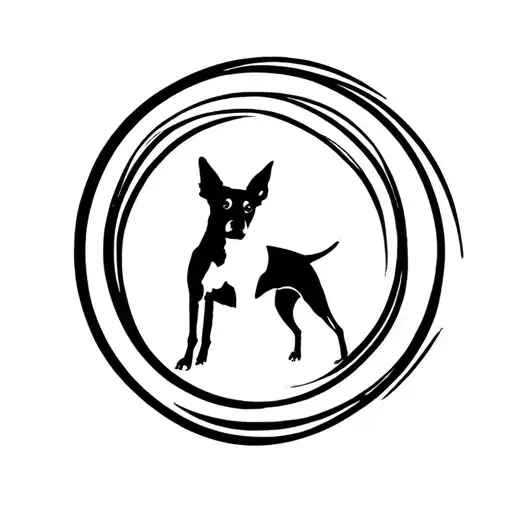 pinscher silhouette surrounded tattoo design idea