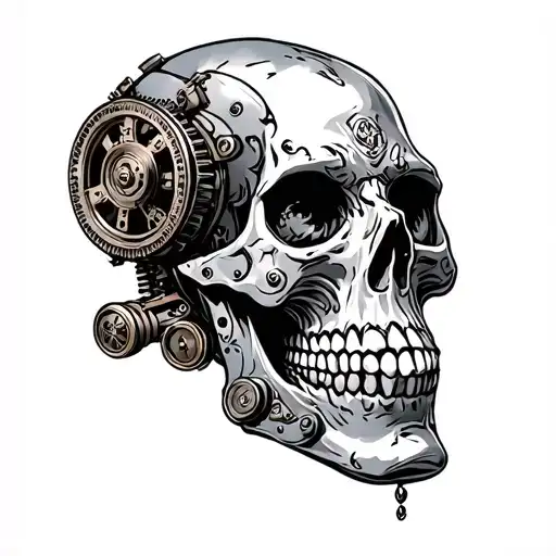 Steampunk Skull tattoo design idea