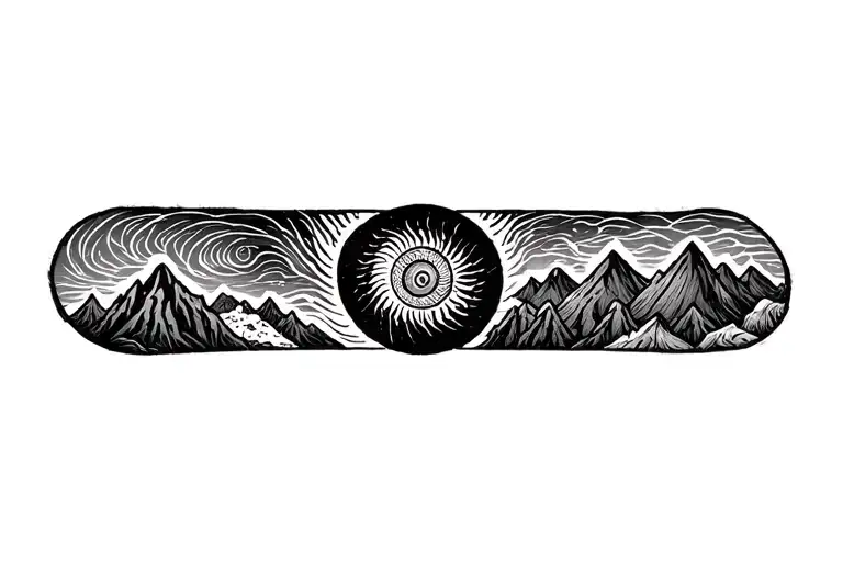 Pachamama spiral with mountain outline drawing tattoo tattoo design idea