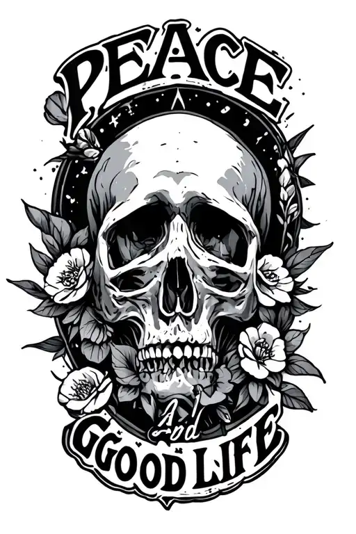 peace, good Life and band tattoo design idea
