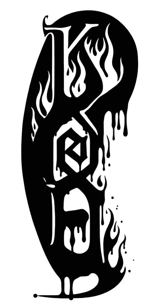 1. 🩸 The "KOKO" logo — It has a design with dripping letters and fire, ideal for the forearm or bicep. It could be b tattoo design idea