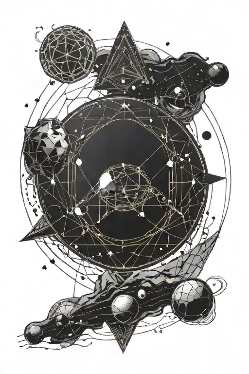 witchers signs with planets in the background tattoo design idea