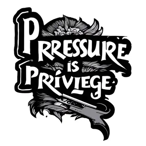 greek style saying pressure is a privilege tattoo design idea