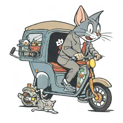 tom and jerry, and mr bean with the car tattoo design idea