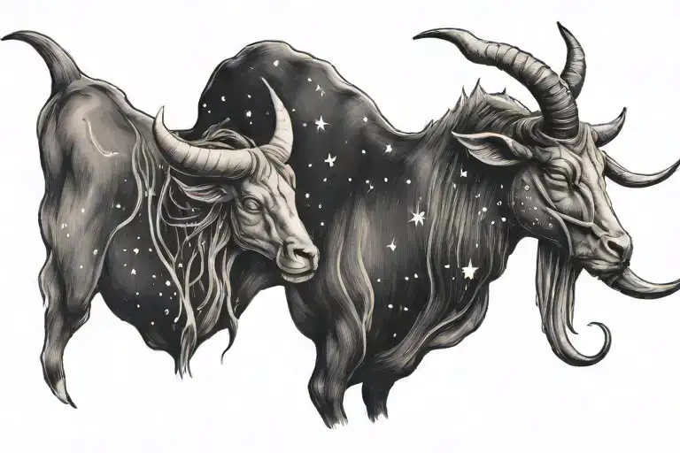 Taurus capricorn constellation tattoo design idea