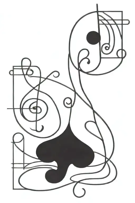 Treble and bass clef tattoo in one line tattoo design idea