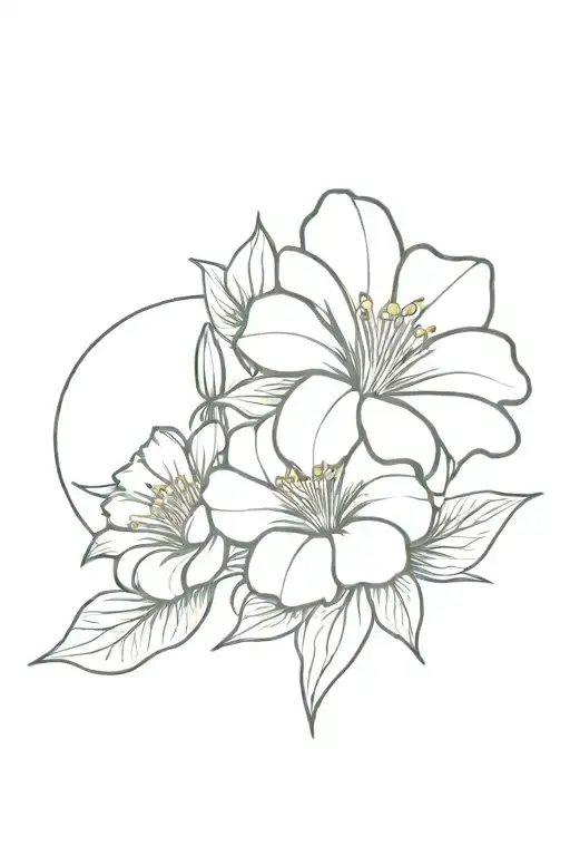 morning glory + chrysanthemum + narcissus flower tattoo design idea