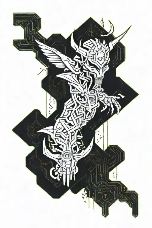 Japanese devil half angel tattoo design idea