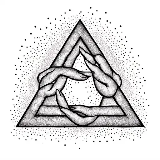 family 4 triangle outline intertwined tattoo design idea
