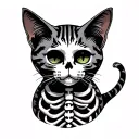 gothic skeleton cat with 3 heads tattoo design idea
