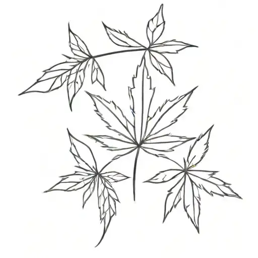 pot leaf for men on thigh small-medium  tattoo design idea