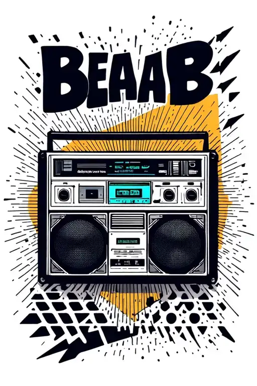 Boombox saying BFAB Remix tattoo design idea