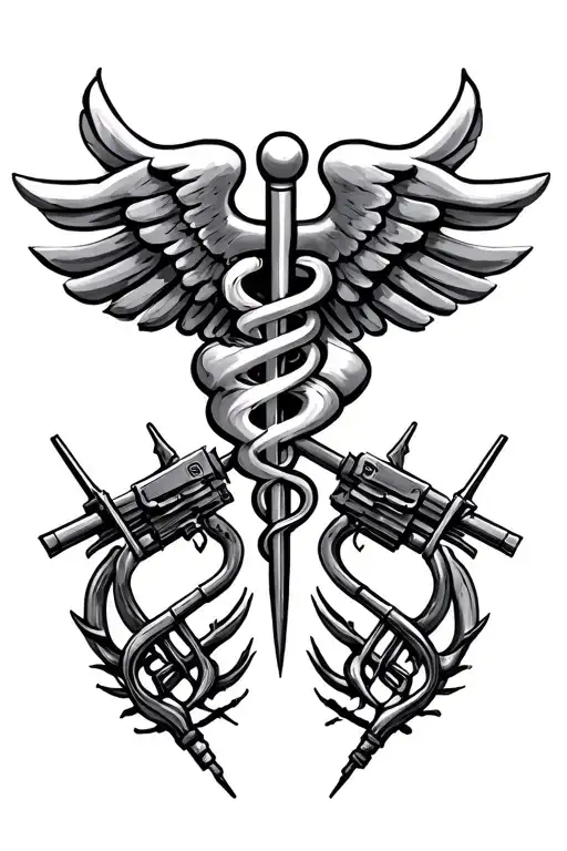 "From the dark, light" combat medical symbols tattoo design idea