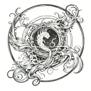 will o wisp in a brush strokes circle tattoo design idea