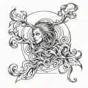 will o wisp in a brush strokes circle tattoo design idea